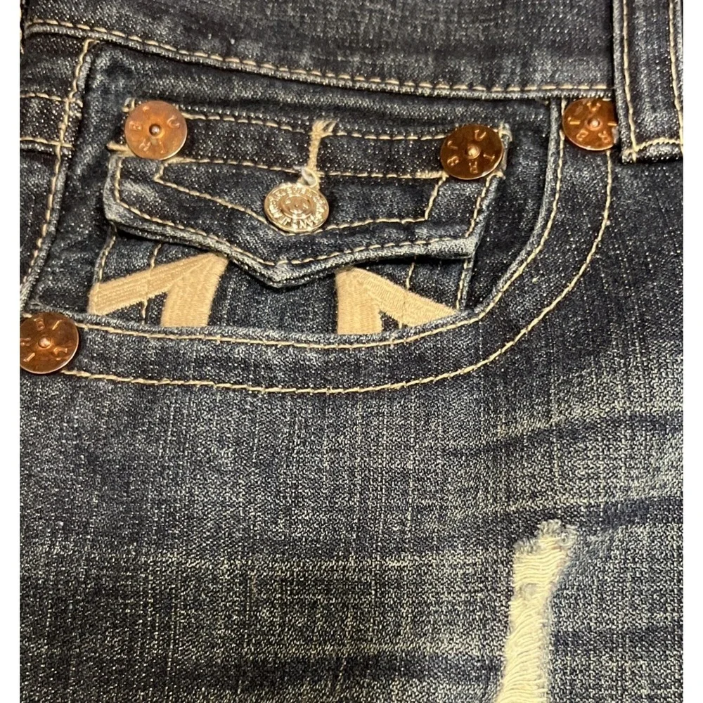 True Religion Billy Jeans Made in USA Triple Stitch Flap Pocket Distressed 38x34
